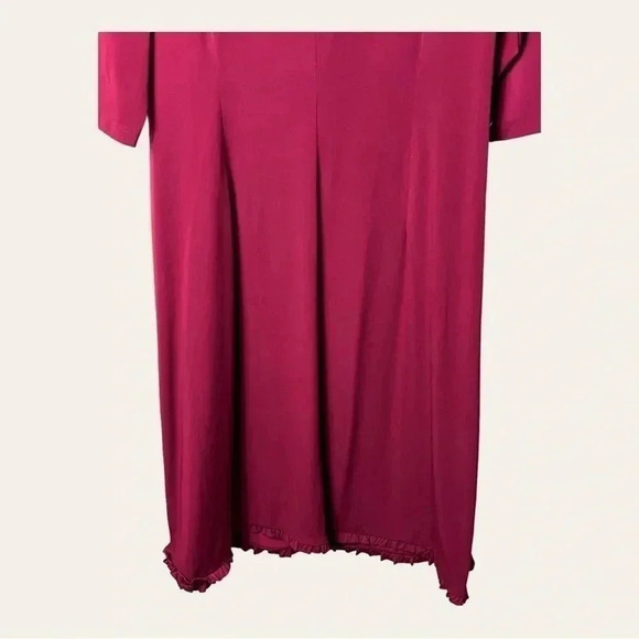 0457W. KIYONNA WRAP MIDI DRESS MAROON IN COLOR SIZE 1 (1X) RUFFLES 3/4 SLEEVES - Picture 9 of 9